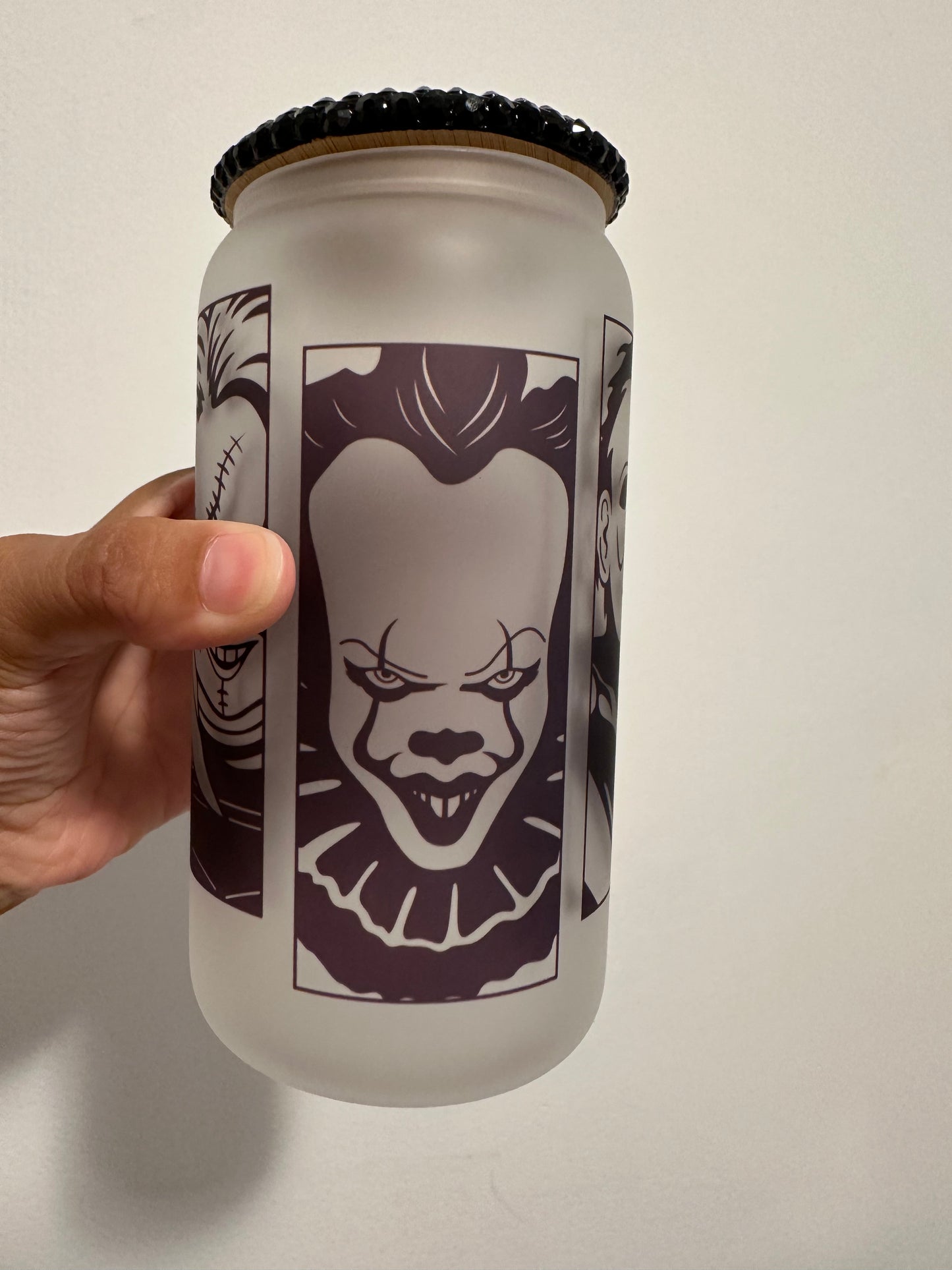 Halloween Horror Movies glass can 16 oz