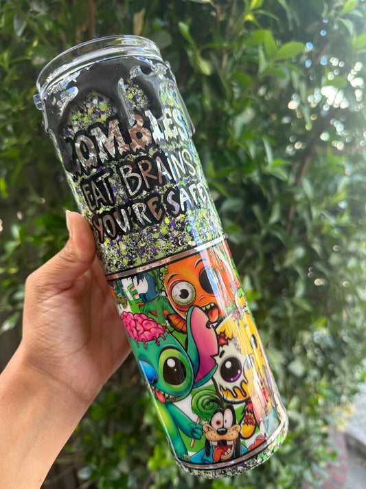 Zombies Eats Brain You’re Safe 30oz Glitter Tumbler