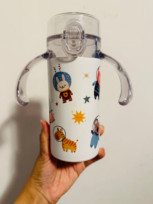Animals in space 12 oz sippy cup and Stainless steel tumbler