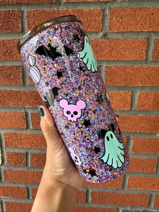Mickey as Ghost 20oz Glitter Tumbler