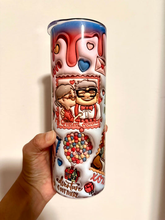 20 oz sublimation 3D tumbler “Carl and Ellie Valentine” Up movie