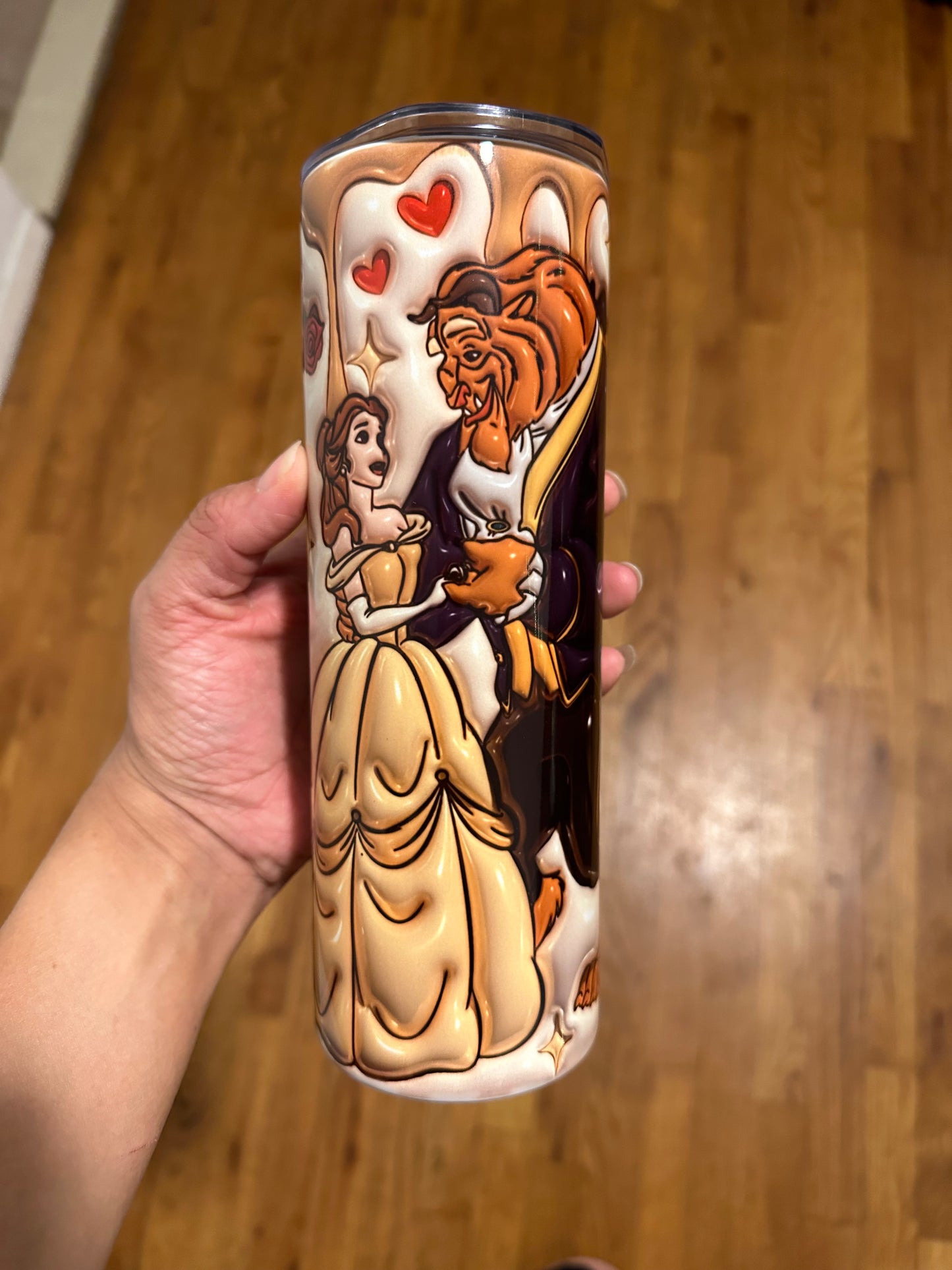 20 oz sublimation 3D tumbler “Beauty and the Beast Valentine”