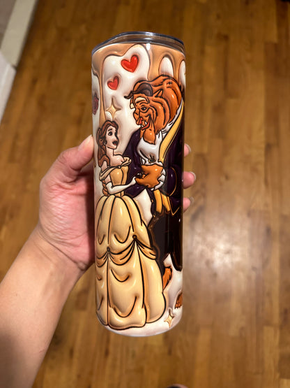 20 oz sublimation 3D tumbler “Beauty and the Beast Valentine”