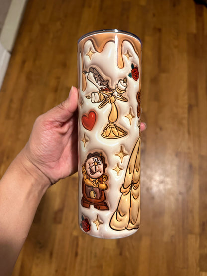 20 oz sublimation 3D tumbler “Beauty and the Beast Valentine”