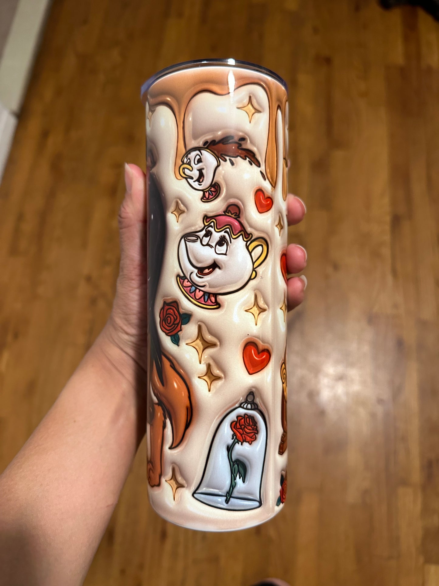 20 oz sublimation 3D tumbler “Beauty and the Beast Valentine”