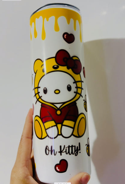 20 oz sublimation tumbler “Hello kitty wine the Pooh Valentine”