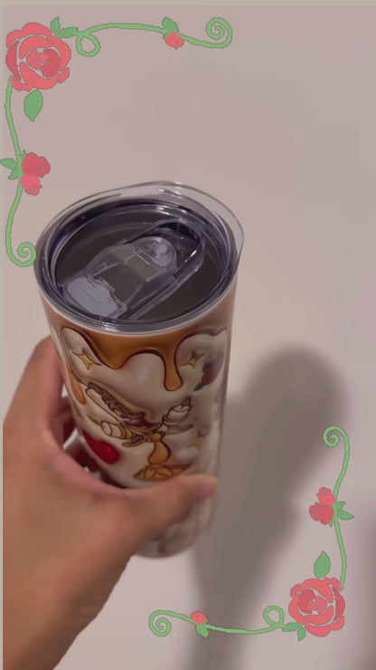 20 oz sublimation 3D tumbler “Beauty and the Beast Valentine”
