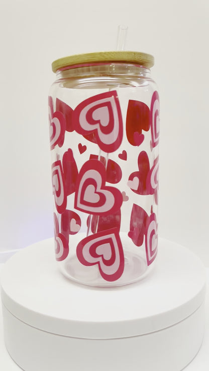 Valentine’s Day hearts glass cup