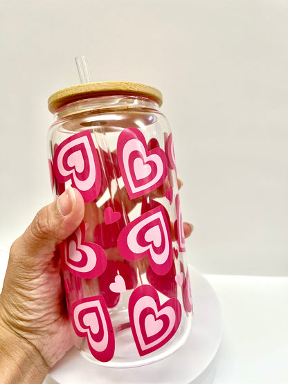 Valentine’s Day hearts glass cup