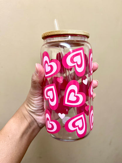Valentine’s Day hearts glass cup